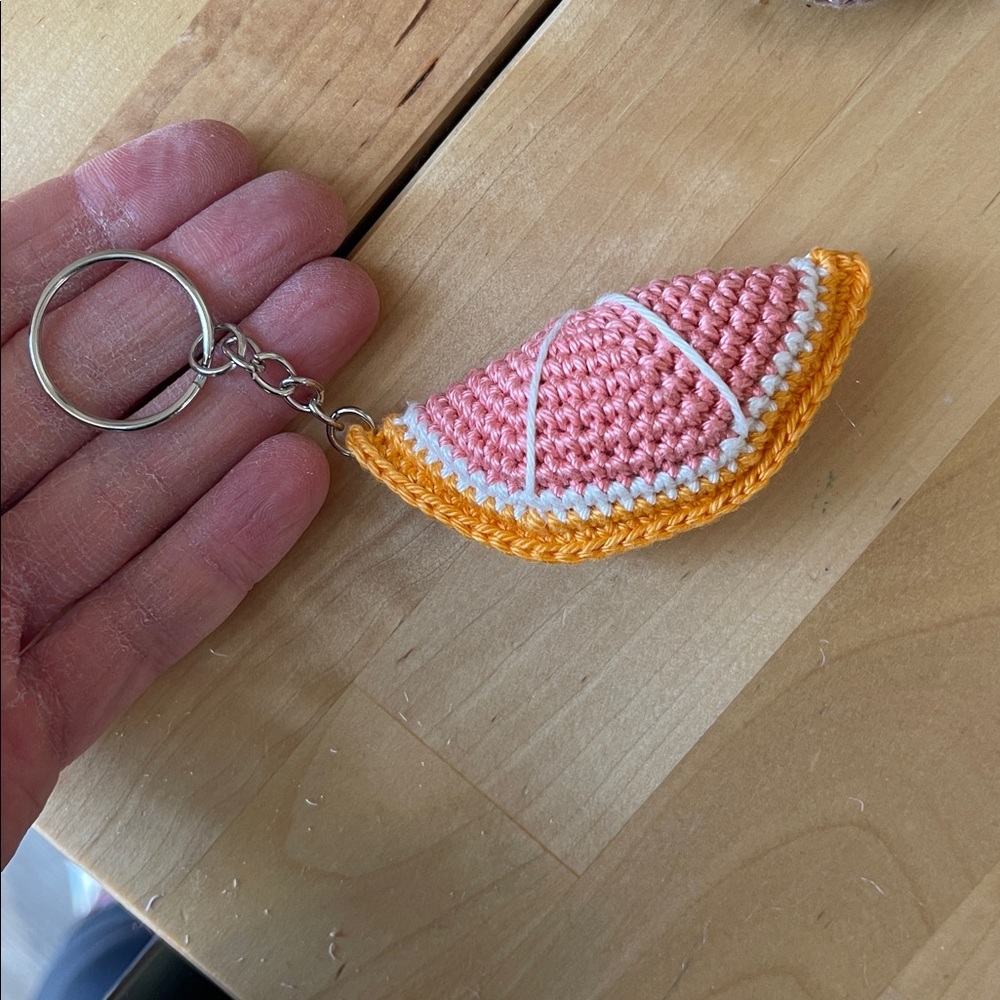 Handcrafted Fruit Slice Keychain Accessory - Summer Crochet Bag Charm Sunny - Picture 13 of 16